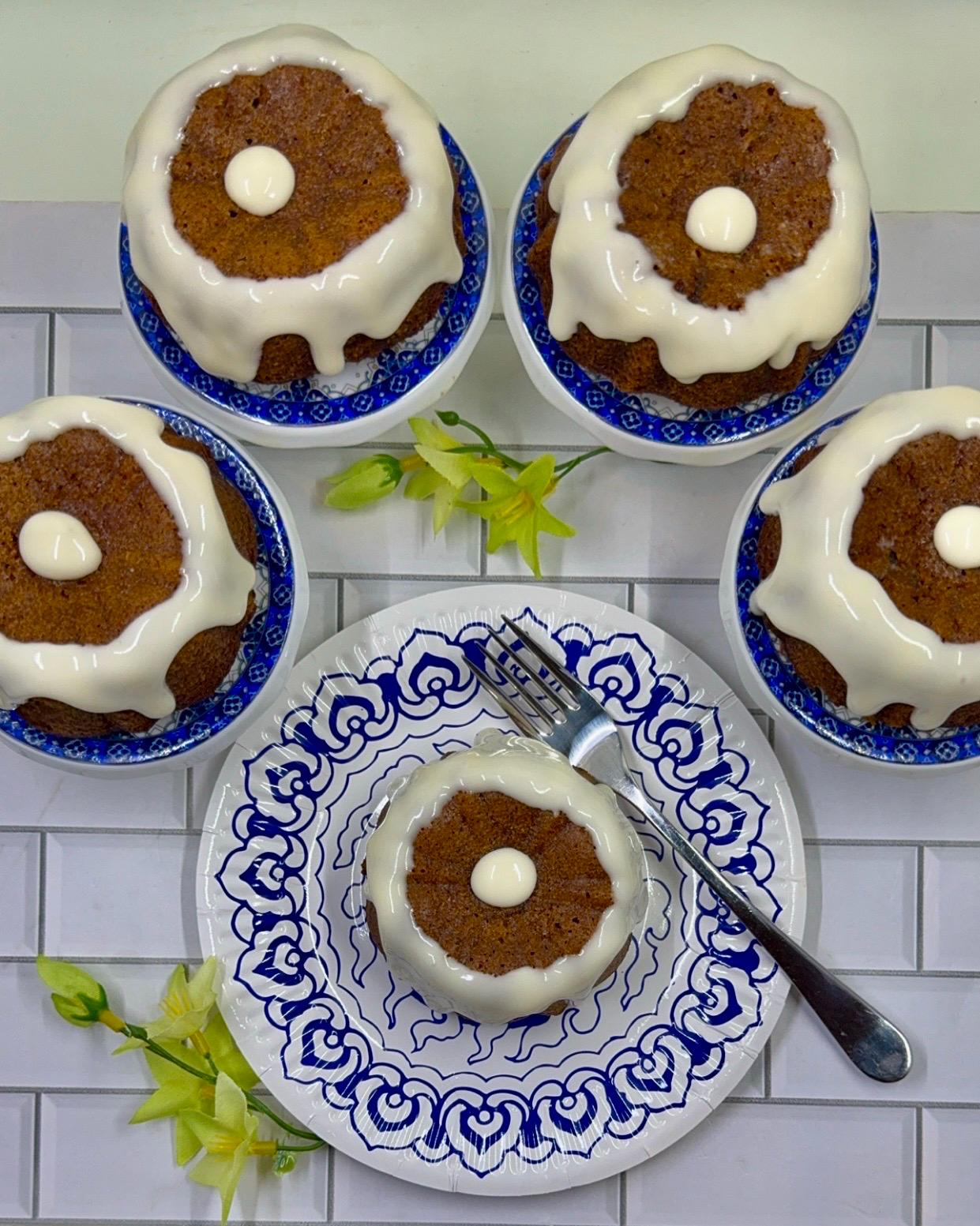 Mini Carrot Bundt Cakes ( with Cream Cheese Frosting )